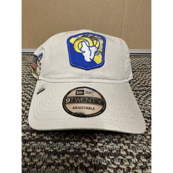 Los Angeles Rams 2023 Salute to Service 9TWENTY Adjustable Hat/Cap Camo / Stone - Picture 1 of 4